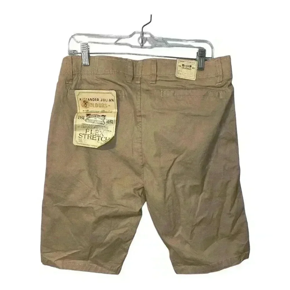 Alexander Julian Mens Slim Fit Khaki Chino Shorts, Size 32‎